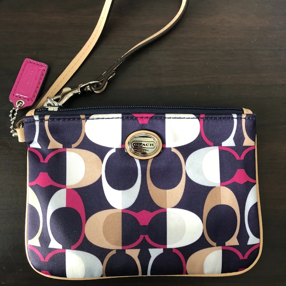 Coach Signature C print satin wristlet